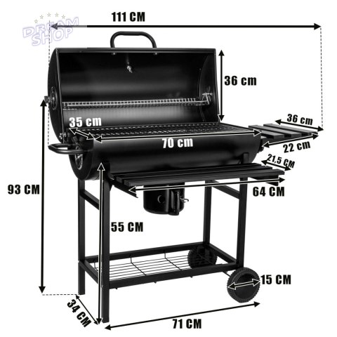 Grill węglowy ogrodowy beczka 2 ruszty BAREL Grill węglowy ogrodowy beczka 2 ruszty BAREL