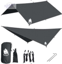 Plandeka tarp płachta biwakowa namiot na hamak osłona przeciwdeszczowa 300cm czarny