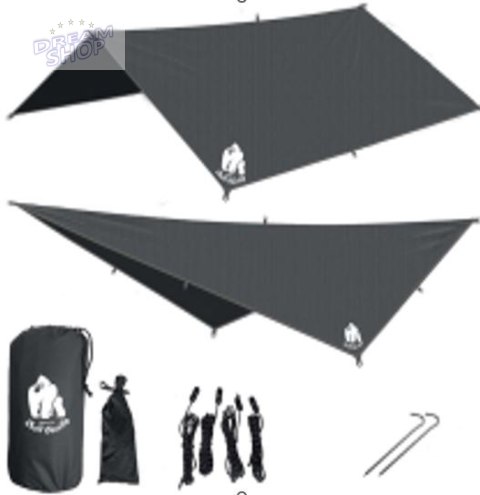 Plandeka tarp płachta biwakowa namiot na hamak osłona przeciwdeszczowa 300cm szary