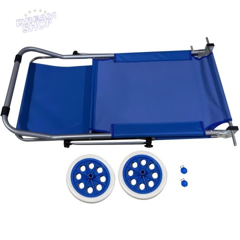 LEŻAK SKŁADANY PLAŻOWY Z DASZKIEM NA KÓŁKACH 116x62x62-90CM NIEBIESKI LEŻAK SKŁADANY PLAŻOWY Z DASZKIEM NA KÓŁKACH 116x62x62-90CM NIEBIESKI