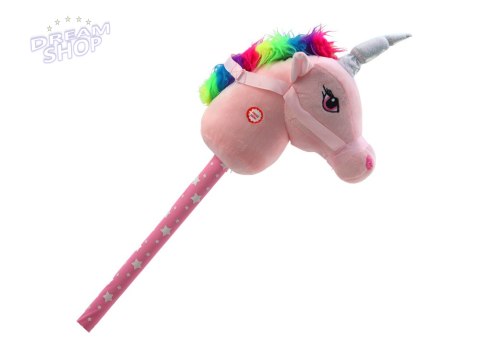 Pluszowa Głowa Jednorożca Na Kiju Hobby Horse Jednorożec Różowy