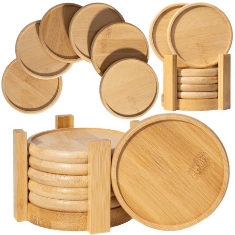 Zestaw 6 bambusowych podkładek pod kubki EMERALD