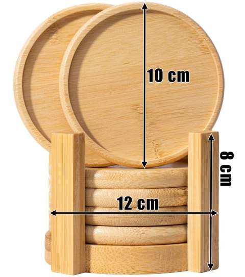 Zestaw 6 bambusowych podkładek pod kubki EMERALD