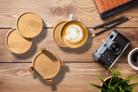 Zestaw 6 bambusowych podkładek pod kubki EMERALD