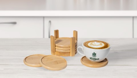 Zestaw 6 bambusowych podkładek pod kubki EMERALD