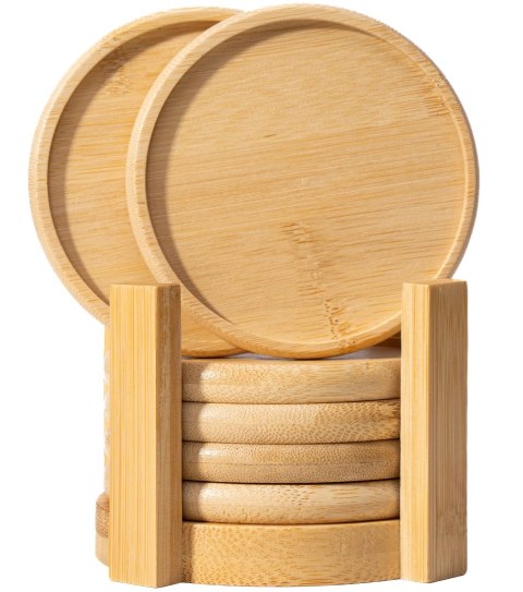 Zestaw 6 bambusowych podkładek pod kubki EMERALD