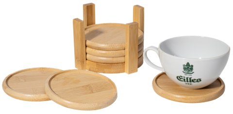 Zestaw 6 bambusowych podkładek pod kubki EMERALD