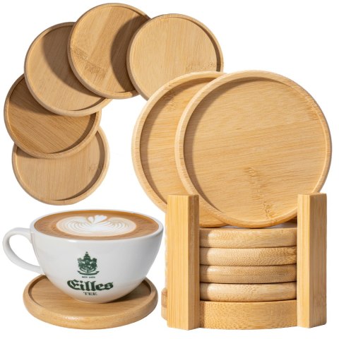 Zestaw 6 bambusowych podkładek pod kubki EMERALD