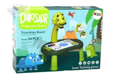Projektor Do Rysowania Dinozaur Stolik Gry 2w1 Chińczyk Węże Zielony Projektor Do Rysowania Dinozaur Stolik Gry 2w1 Chińczyk Węże Zielony