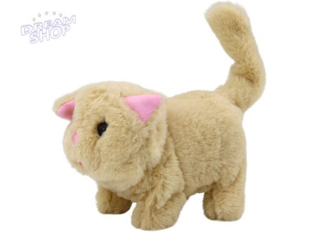 Kotek Pluszowy Interaktywny Zwierzątko Chodzi Miauczy Beżowy