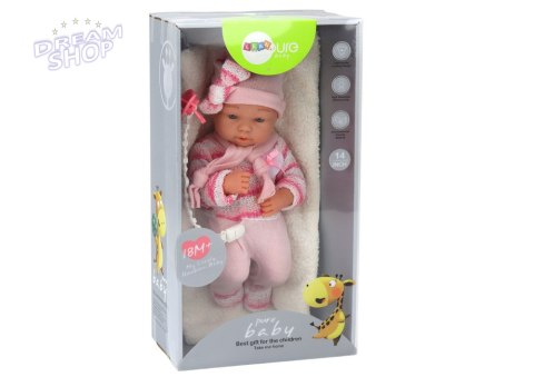 Lalka Bobas Sweterek w Paski Czapeczka Szalik Akcesoria Różowy Lalka Bobas Sweterek w Paski Czapeczka Szalik Akcesoria Różowy