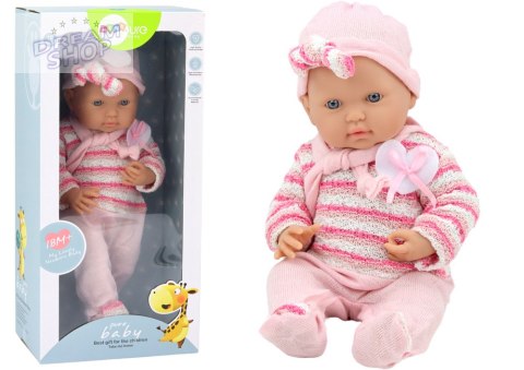 Lalka Bobas Sweterek w Paski Czapeczka Szalik Różowy Lalka Bobas Sweterek w Paski Czapeczka Szalik Różowy