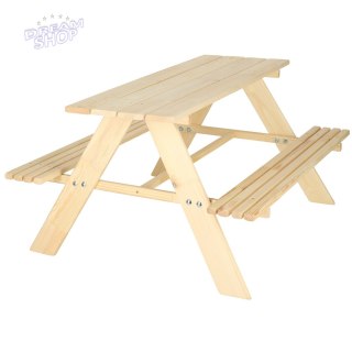 Meble ogrodowe dla dzieci stolik + 2 ławeczki drewniany 92 x 78 x 52 cm