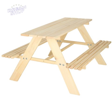 Meble ogrodowe dla dzieci stolik + 2 ławeczki drewniany 92 x 78 x 52 cm Meble ogrodowe dla dzieci stolik + 2 ławeczki drewniany 92 x 78 x 52 cm