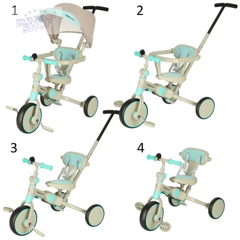 Rowerek trójkołowy TRIKE FIX V4 niebiesko-szary z daszkiem Rowerek trójkołowy TRIKE FIX V4 niebiesko-szary z daszkiem