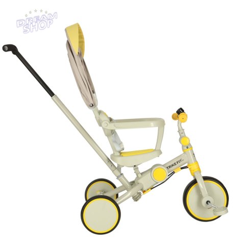 Rowerek trójkołowy TRIKE FIX V4 żółto-szary z daszkiem