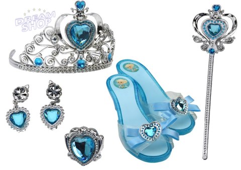Zestaw Akcesoriów Dla Małej Księżniczki Korona Pantofelki Niebieski