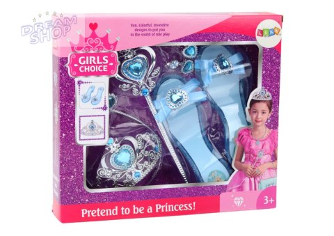 Zestaw Akcesoriów Dla Małej Księżniczki Korona Pantofelki Niebieski