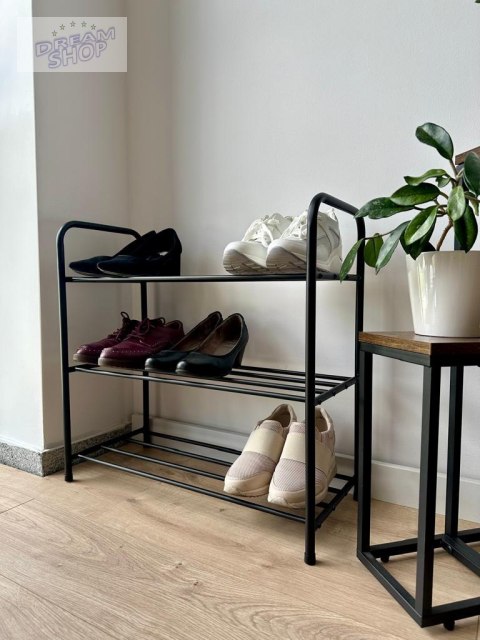 Metalowa półka na buty TIKI czarna 3 poziomy Metalowa półka na buty TIKI czarna 3 poziomy
