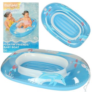 BESTWAY 34037 Kółko do pływania dla niemowląt koło pontonik dla dzieci dmuchany z siedziskiem łódka ponton niebieski 3+ 45kg