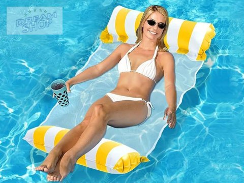 Dmuchany żółty Materac do pływania Hamak wodny na basen i plażę SP0758 ZO Dmuchany żółty Materac do pływania Hamak wodny na basen i plażę SP0758 ZO