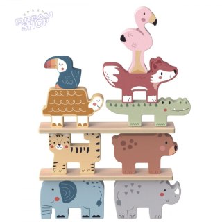 TOOKY TOY Drewniane Klocki Układanka Zwierzątka Montessori 9 el.