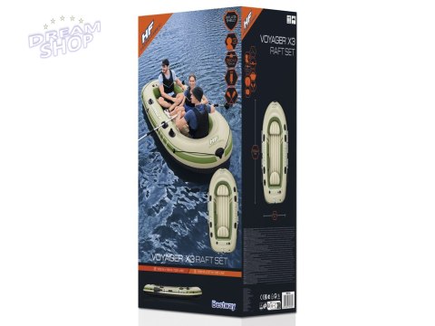 Bestway Dmuchany 3osob Ponton + wiosła 294 x 137cm Voyager X3 Raft 65164 Bestway Dmuchany 3osob Ponton + wiosła 294 x 137cm Voyager X3 Raft 65164