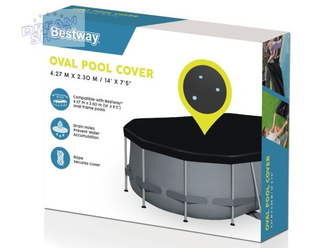 Bestway POKRYWA na basen stelażowy owalny 424 x 250 x 100 cm 58425 Bestway POKRYWA na basen stelażowy owalny 424 x 250 x 100 cm 58425