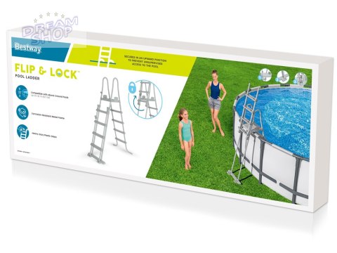 Bestway bezpieczna antypoślizgowa metalowa Drabinka do basenu 132cm 58332 Bestway bezpieczna antypoślizgowa metalowa Drabinka do basenu 132cm 58332