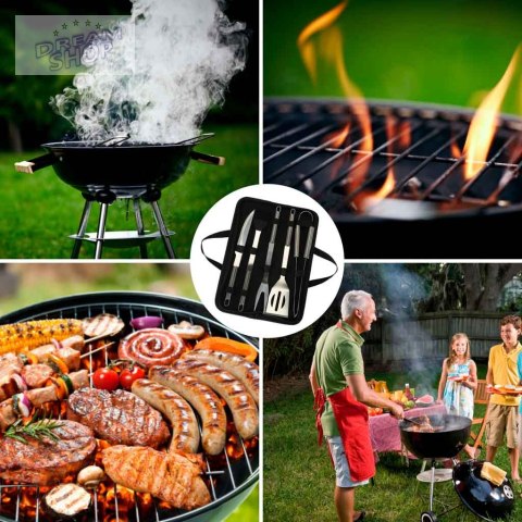 Akcesoria sztućce przybory do grilla grillowe zestaw w etui 6w1 Akcesoria sztućce przybory do grilla grillowe zestaw w etui 6w1