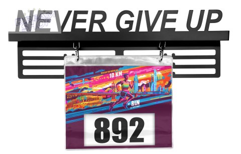 Wieszak na medale i numery startowe NEVER GIVE UP Wieszak na medale i numery startowe NEVER GIVE UP