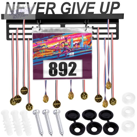 Wieszak na medale i numery startowe NEVER GIVE UP Wieszak na medale i numery startowe NEVER GIVE UP