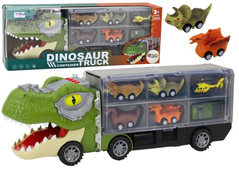 Ciężarówka Dinozaur Transport Resoraków 6szt Światła Dźwięki Zielony Ciężarówka Dinozaur Transport Resoraków 6szt Światła Dźwięki Zielony