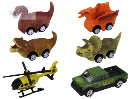 Ciężarówka Dinozaur Transport Resoraków 6szt Światła Dźwięki Zielony Ciężarówka Dinozaur Transport Resoraków 6szt Światła Dźwięki Zielony
