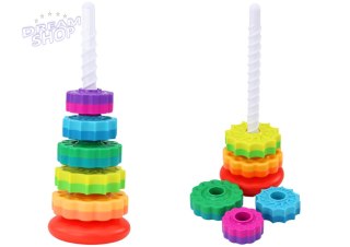 Piramida Obrotowa Wieża Sorter Układanka Tęczowa 36cm 6 El.