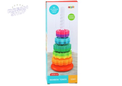 Piramida Obrotowa Wieża Sorter Układanka Tęczowa 36cm 6 El. Piramida Obrotowa Wieża Sorter Układanka Tęczowa 36cm 6 El.