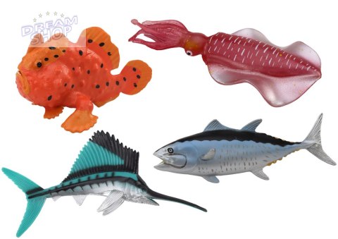 Zestaw Figurek Zwierzęta Morskie Ocean Ryby Kałamarnica 4 Sztuki Zestaw Figurek Zwierzęta Morskie Ocean Ryby Kałamarnica 4 Sztuki