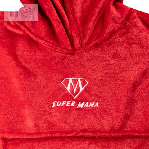 Bluzair SUPER MAMA - Bluza koc - Czerwony - prezent dla mamy - dzień mamy Bluzair SUPER MAMA - Bluza koc - Czerwony - prezent dla mamy - dzień mamy