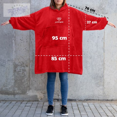 Bluzair SUPER MAMA - Bluza koc - Czerwony - prezent dla mamy - dzień mamy Bluzair SUPER MAMA - Bluza koc - Czerwony - prezent dla mamy - dzień mamy