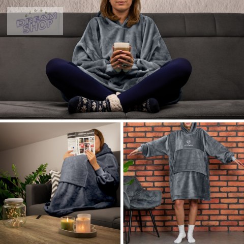 Bluzair SUPER MAMA - Bluza koc - Szary - prezent dla mamy - dzień mamy Bluzair SUPER MAMA - Bluza koc - Szary - prezent dla mamy - dzień mamy