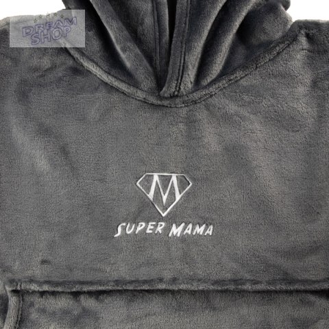 Bluzair SUPER MAMA - Bluza koc - Szary - prezent dla mamy - dzień mamy Bluzair SUPER MAMA - Bluza koc - Szary - prezent dla mamy - dzień mamy