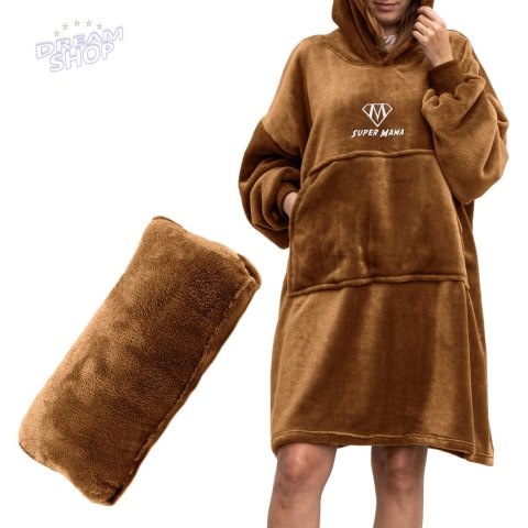 Bluzair SUPER MAMA - Bluza koc - Toffee - prezent dla mamy - dzień mamy Bluzair SUPER MAMA - Bluza koc - Toffee - prezent dla mamy - dzień mamy