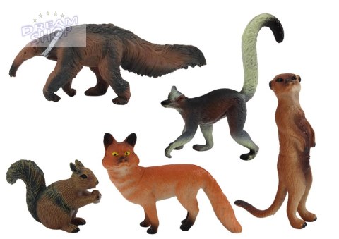 Figurki Zwierząt 5 Sztuk Wiewiórka Surykatka Mrówkojad Lis Lemur Figurki Zwierząt 5 Sztuk Wiewiórka Surykatka Mrówkojad Lis Lemur