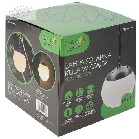 LAMPA SOLARNA PLASTIKOWA KULA WISZĄCA 20CM LAMPA SOLARNA PLASTIKOWA KULA WISZĄCA 20CM