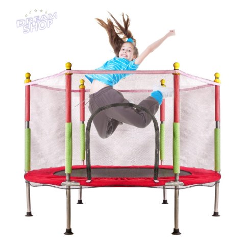 Trampolina ogrodowa dla dzieci siatka 140cm 55inch czerwona