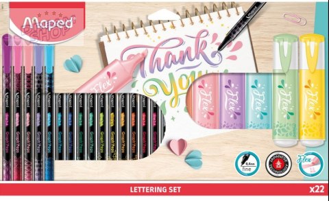 Zestaw do letteringu zakreślacze cienkopisy 22 elementy Maped Zestaw do letteringu zakreślacze cienkopisy 22 elementy Maped