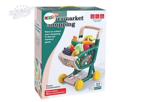 Wózek Sklepowy Dla Dzieci Zestaw Warzyw i Owoców Zielony