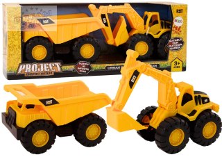 Zestaw Maszyn Budowlanych Koparka Wywrotka Ruchome Żółty