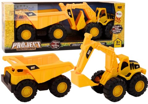 Zestaw Maszyn Budowlanych Koparka Wywrotka Ruchome Żółty