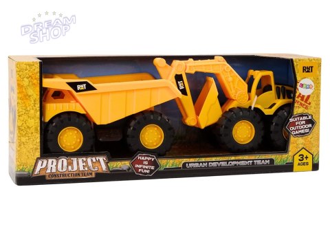 Zestaw Maszyn Budowlanych Koparka Wywrotka Ruchome Żółty